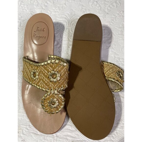 Jack Rogers Womens Gold T-Strap Sandals Size 5 - Picture 6 of 7